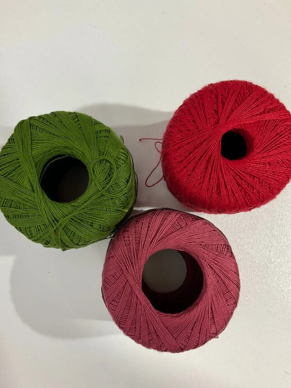 Bundle Crochet Thread Vintage Reds and Green Aunt Lydia